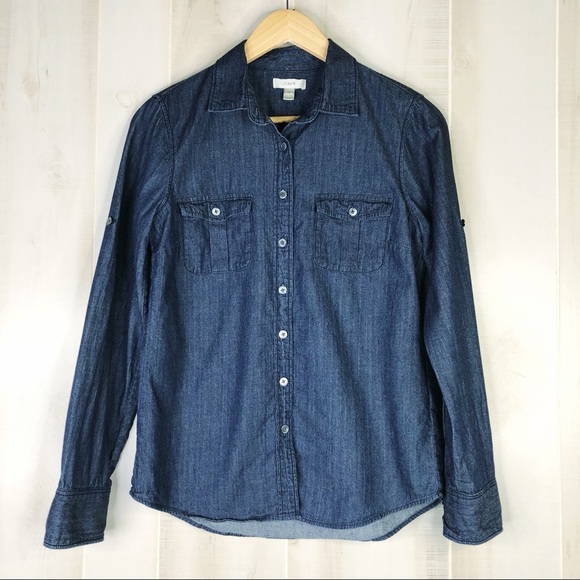 J. Crew Denim Button-Down Shirt Size 4 - Picture 2 of 4